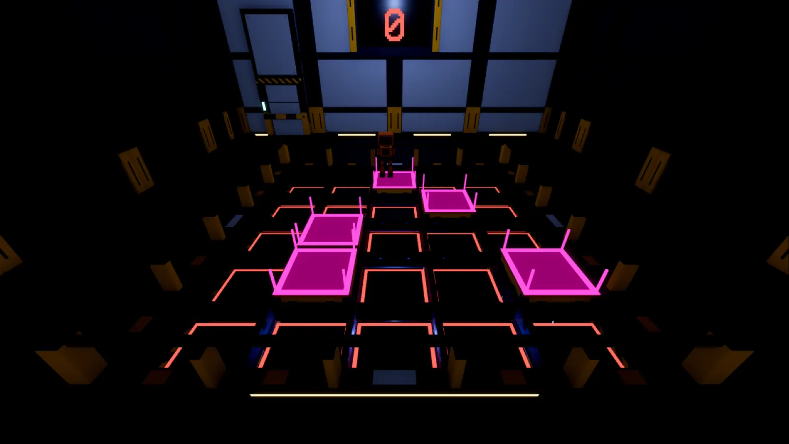 SAFE TILES — At zero, every tile falls except the safe ones. Five rounds, fewer safe tiles each time.