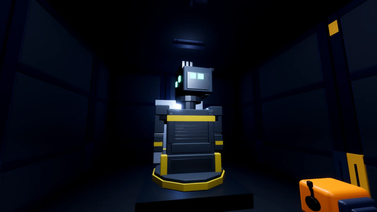 DON'T MOVE — When it looks at you, don't move. A watching robot, a 50 m corridor, a trapdoor.